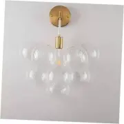 Gold Bubble Lights Wall Sconces, White Arm Glass Globes Wall Lamps, 15" Dia
