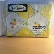 Vintage New Old Stock Lady Pepperell Full Fitted Sheet Floral Flowers Yellow