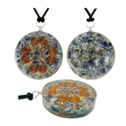 Kyanite Heart Copper Coil Orgonite Pendant Gemstone Disc Reiki Energy Necklace