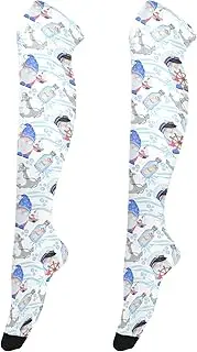 [Caihoyu] Knee-High Women'S Stockings Elastic Extra Long Knee High Socks High Football Socks for Parties Starfish Ship Crab, Starfish Ship Crab