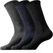[viiotu] Men's Merino Wool Socks 3-Pack, 95.5% Merino Wool Warm Soft Breathable Moisture-Wicking Antibacterial Durable Merino Wool Socks Men Wool Socks