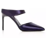 OSCAR DE LA RENTA Women's Satin Pointed Toe High-Heel Mules EU 38 US 7 Navy $720