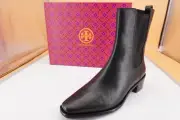 Tory Burch Sierra Black Leather Chelsea Ankle Booties SZ 7.5 Pointy New $435