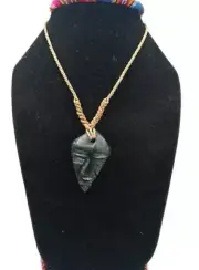 Unisex Inca Inspired Macrame Necklace with Natural Stone Face Design
