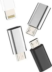 Lightning to Micro USB Adapter (Pack of 3) for iPhone Female Micro USB Male Jack Charger Cable Adapter Portable Connector Compatible with Samsung Galaxy Accessories