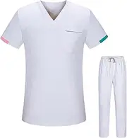 [ａ aternee] Unisex Scrubs Set Nurse Work Clothes Breathable Lightweight with Pockets Classic Male Female Nurses Week Gift Nursing Uniform