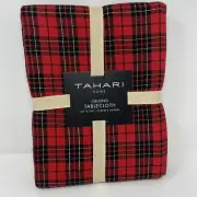 Tahari Home Tablecloth Red Black Plaid 60”x104” Christmas Holiday