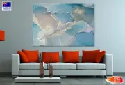 Grey Blue & Gold Lines Abstract Wall Canvas Home Decor Australian Made Quality
