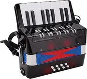 NDNCZDHC Accordion Mini Accordian Musical Piano Keyboard Musical Instruments 17 Key 8 Bass Accordion Instrument for Beginners Black