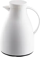 TableCraft 12664, 50 oz (1.5 L) Plastic Coffee Carafe with Glass Liner, White Frosted Vacuum Insulated Coffee Dispenser with Push Press Lid, Lightweight, Ideal for Diners, Cafes & Restaurants