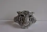 KIRKS FOLLY TIGER FACE CRYSTAL BRACELET IN SILVER TONE