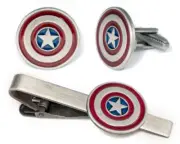 The Avengers Cufflinks Tie Clip, Captain America Shield Cuff Links, Geek Wedding