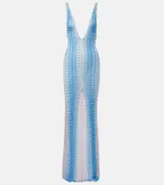 [Missoni] Missoni Zigzag ombré lamé maxi dress AU 16 blue