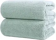POLYTE Quick Dry Lint Free Microfiber Bath Sheet, 35 x 70 in, Pack of 2 (Green)