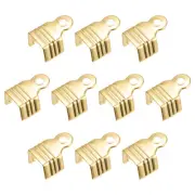 200Pcs Fold Over Cord Ends, 8x11mm Terminators Crimp End Tips Gold Tone