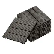 NNEAGS 11 pcs Grey DIY Wooden Composite Decking Tiles Garden Outdoor Backyard Fl