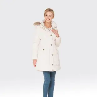 【SAMLIX山力士】JIS90%女防潑水保暖羽絨大衣外套#32911(卡其.白色.紫色)