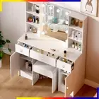 Dressing Table Set with Mirror Makeup Dresser Vanity Home Furniture 3 Drawers