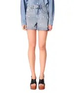 Maje Denim Shorts with Embroidered Beads