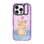 iPhone 16 Pro Impact Ring Stand Case MagSafe Compatible Kitty hates bath