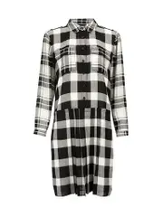 Black & White Check Print Knee-Length Dress