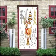 Door Stickers Merry Christmas Theme Christmas Tree Door Mural Self-Adhesive Kids - Decal Wallpaper Home Bedroom Decor Stickers (Color : L, Size : 85x215cm)