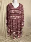Kirundo Floral Dress Women’s LARGE Purple Mauve Color W/ Crinkle Crêpe Fabric