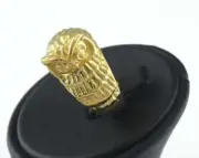 Ring Owl Adjustable Ring Raw Brass (19mm 9US inner size - Adjustable ) OZ2923