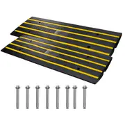 Curb Ramp, 2 Pack, 6.5 cm Rise, Rubber Driveway Ramps, Heavy Duty 15 tons Weight Capacity Threshold Ramp, Curbside Bridge Ramps for Loading Dock Garage Sidewalk, Expandable Full Ramp