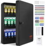 48-Key Cabinet, Key Safe with Combination & Key Lock, Digital Security Storage Box Steel Key Organizer with Adjustable Racks, 48 pcs Colorful Key Tags and A Record Card for School, Office,