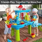 Water Table for Toddler 3-5 1-3 - Outdoor Kids Water Table - Sand Sensory Table Beach Summer Toys Sandbox Activity Table Outdside Water Toys Splash Table Water