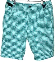 Pearl Izumi Launch Print Cycling Shorts Women’s 10 Teal-Glacier Gingham Padded