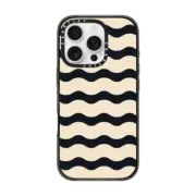iPhone 16 Pro Impact Case Black And White Wavy Stripe