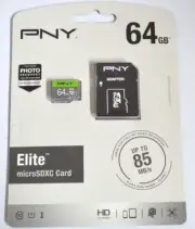 PNY Elite 64GB up to 85MB/Sec Microsdxc Card Micro SD Card P-SDU64U185EL-GE NEW
