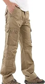 [Maiyifu-GJ] Men's Casual Military Camo Pants Relaxed Fit Camouflage Multi Pocket Pants Cotton Combat Outdoor Trousers