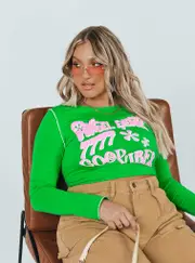 Good Vibes Long Sleeve Top Green