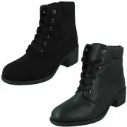 Ladies Spot On Lace Up Ankle Boot