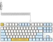 MAGIC-REFINER AK873 Gaming Keyboard,Rainbow Led Backlit,Hot-Swappable Blue Switch,PBT Keycap,75% TKL Layout,Ergonomic Mechanical Keyboard with Custom Coiled USB/Type-C Aviation Cable(Blue White)