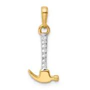 14K Yellow & Rhodium And White D/C Hammer Pendant