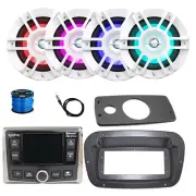 JBL Marine Radio, 4x 6.5" 300W LED White Speaker w/ANT, Wire,Spa Bezel, Adapter