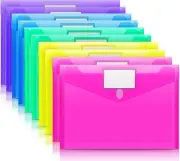 Sooez 10 Pack Plastic Envelopes Poly Envelopes, Clear Document Multicolored