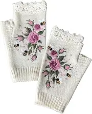 [Generic] Women's Knitted Gloves - Thermal Winter Touch Screen Gloves, Soft Wool Blend Warmers, Fleece with Knitted Glove, Cold Weather Finger Glove, Stylish Warm Gloves, Driving in Free