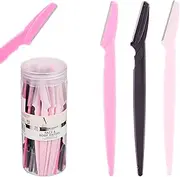 Expressions 36pc Face & Body Razors Set - Pink & Black Disposable Razors for Face & Eyebrow Maintenance| Hair Removal Tool, Protective Caps & Reusable Storage Canister