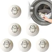 Wool Dryer Balls, Felt Balls for Dryers, Natural Wool Dryer Balls, Pack of 6 Dryer Balls for Tumble Dryers, Wool Dryer Balls, Sheep's Wool, Reusable, Diameter 6 cm, White