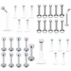 6X Opalite 6mm-12mm Steel Bar Lip Labret Ring Monroe Ear Tragus Studs Piercing