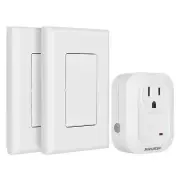 Wireless Wall Switch Remote Control Outlet, No Wiring, 100ft RF Range, Pre-Pr...
