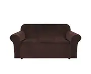 Sofa Cover Dustproof Non-shrink Polyester Stretch Removable 3 Seat Sofa Protector Home Decor -Tan