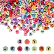 1000 Pcs Acrylic Alphabet Letter Beads Bracelet DIY Kit Supplies, Deep Rainbow