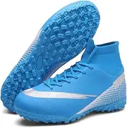 [VTASQ] Boys Football Boots Shoes Kids Astro Turf Trainers Kids Non-Slip Teenager Outdoor Football Shoes Girls Breathable Sneakers Unisex, Blue 4, 2.5 UK