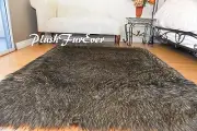 Dark Coyote Rectangle Plush Area Rug Faux Fur Lodge Cottage Rustic Home Decors